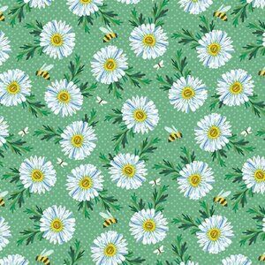 Benartex Daisy Scatter Teal Cotton Fabric by the Yard, 1 yard